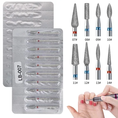 New 10pcs/set Manicure Cuticle Nail Drill Bits Set Aluminum Foil Package Removable Grinding Head Diamond Nail Drill Bit