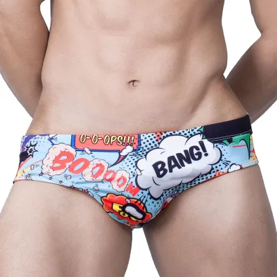 Wildness Print Fashionable Briefs Close-fitting Nylon Beach Briefs