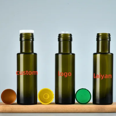 High Quality 100ml Round Cooking Oil Olive Oil Glass Bottle Olive Oil Packaging Bottle With Plastic Lid