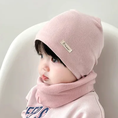 Toddler Cotton Knit Beanie Solid Color Newborn Girls Boys Born Baby Hat Scarf Kid Cotton Bucket Autumn Winter Casual Baby Hat