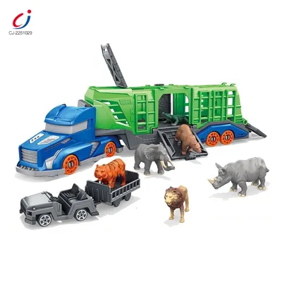 Shantou Plastic Animal Trailer Sliding Friction Transport Car Carrier Truck Toy for Kids