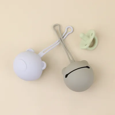 Custom LOGO Infant Pacifier Holder Case With Strap BPA Free Silicone Baby Pacifier Holder Case