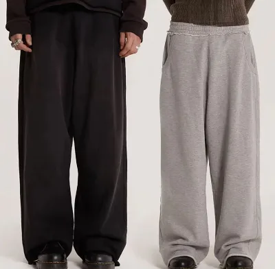 OEM Customized Logo Midweight 100% Cotton Casual Sweatpants Unisex Solid Color Joggers Elastic Waist Baggy Winter