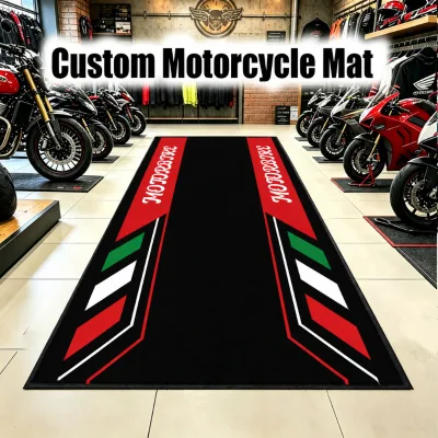 Flexible Custom Printed Motorcycle Mat, Wear Resistant Pit Mat for Household Garage Motorcycle Storage Layout