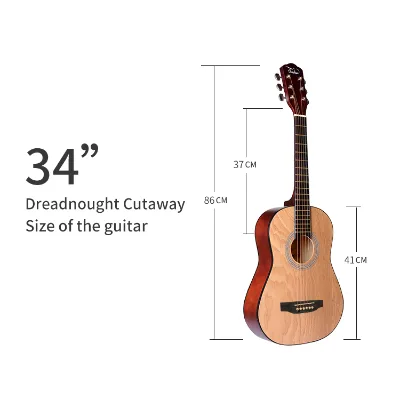 34 Inch Cutaway Low Price Guitar of 6 Strings Acoustic Guitar Made in FANTE Factory