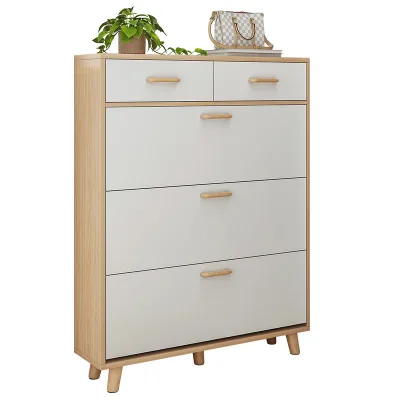 Modern Indoor Wooden Shoe Cabinet Hot Selling Foyer Storage Rack with Tipping Bucket for Home Furniture Corridor Use