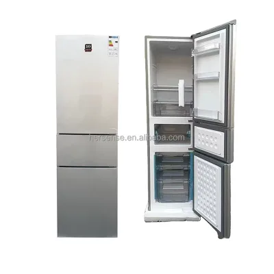 New Arrival 200L Fast Cool 3 Door Free Standing Refrigerators Silver Class a for Home Use Hotel Household Fridge