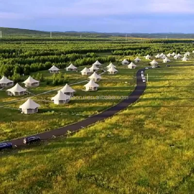 Glamping Tent for Outdoor Camping 6m X 8m for Family Trips Premium Canvas Glamping Tent