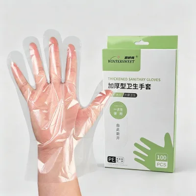 Factory Direct Wholesale Individually Packed Thick Silky Disposable PE Gloves Soft Flexible Waterproof Oil-proof Dish Washing