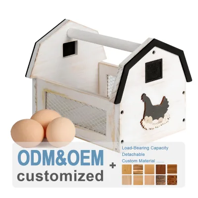 Custom Wooden Egg Chicken Crate Large White Crate Wooden Egg Basket for Gathering Fresh Eggs