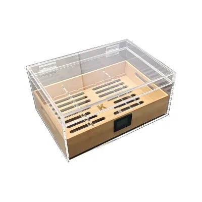 High Quality Luxury Design Clear Acrylic Cedar Lined Cigar Boxes Customized Color & Logo Retail Use Collector Boxes