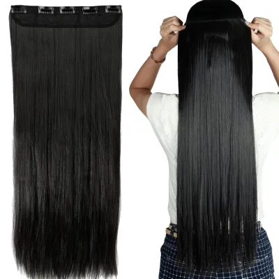 Hot Sell Cheap Straight Natural Black 3/4 Full Head One Piece 5 Clips Clip in Hair Extensions