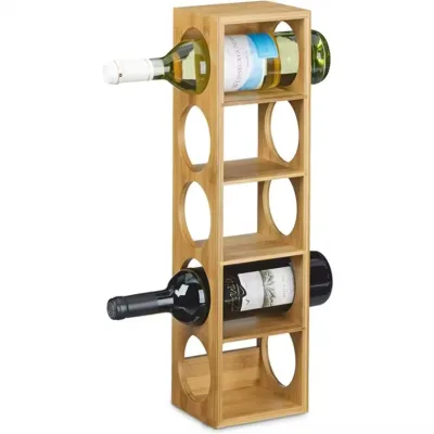 Durable Bamboo Stackable 5-bottle Bottle Storage Containers Storage Floor Stand Wine Rack