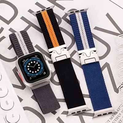Hot Selling Striped Nylon Strap Suitable for Apple Watch High-Quality and Good-Looking Strap 10 9 8 7 6 Series