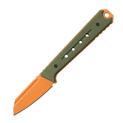 Good Price Green G10 Handle Fixed Blade Orange Blade With Plastic Sheath