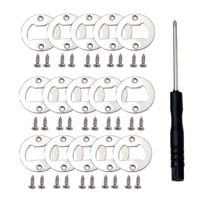 Diy Beer Opener Inserts Hardware Kit Stainless Steel Metal Round Bottle Opener Accessories With Screws Simple Bottle Opener Sets