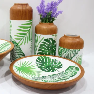 Joinste- Ceramic Wooden Grain Stoneware Matte Glazed Vases for Home Decor