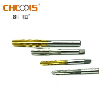 CHTOOLS DIN371 HSS TiN Coated High Speed Steel Alloy Straight Fluted Taps for Tough Materials 1-20mm Shank Diameter 3-Year