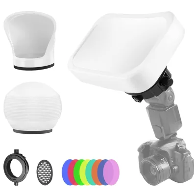 Lensgo Photography Lighting Flash Diffuser Set Professional Flash Kit Flash Diffuser Dome for All Square and Round Head Lights