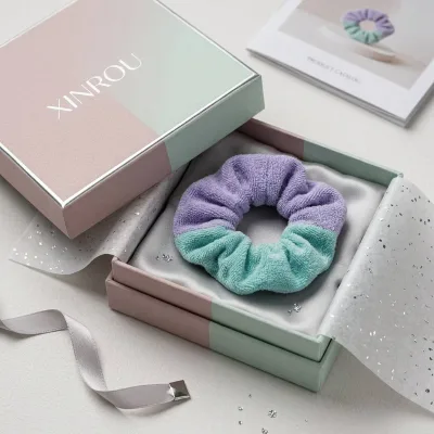 Dual Color Terry Cloth Hair Scrunchie, Zero Hair Bridal Headpiece, Reduce Blow-Drying Time Microfiber Scrunchie Premium Gift Set