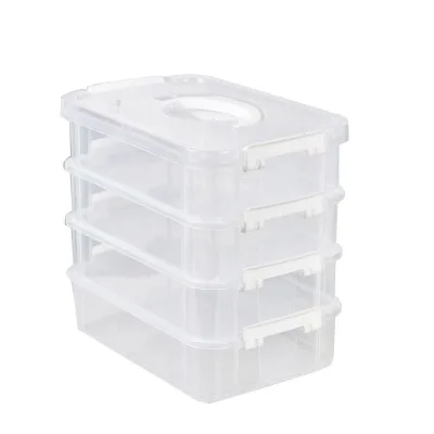 GREENSIDE Four-layer Portable Storage Box, Stackable Compartmentalized , Large-capacity Transparent Small Card ,