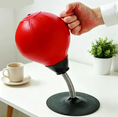 AKTIV Leather Desktop Punching Bag-Mini Speed Ball Suction Cup Portable Heavy-duty Fast Speed Stress Relief Exercise Tool