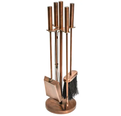 Heavy-duty Modern Iron Salt-air Resistant Brown Powder Coated Fireplace Poker Rake-head Design for Home Decor Beachfront Holiday
