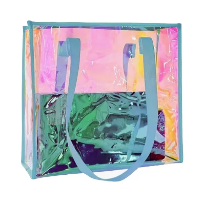 Color Transparent Diagonal Pvc Tote Bag Shoulder Shopping Bag Soft Plastic Three Dimensional Handbag Pvc Sewing Bag