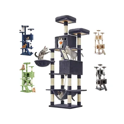 Luxury Eco-Friendly Sisal Plush Striped Cat Cactus Tree Purrshir and Big Cat Scratching Tree