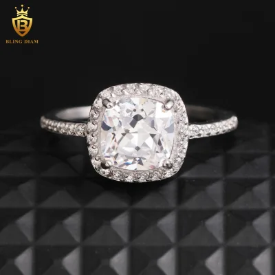 Low Price Stainless Steel Zircon 2.8ct square Diamond Zircon Ring Women Engagement Fine Jewelry