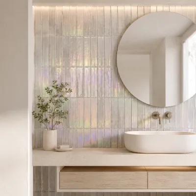 High Temperature Iridescent Electroplated Wall Tile Pearl Effect Decorative Tile for Hotel Villa Spa Feature Wall