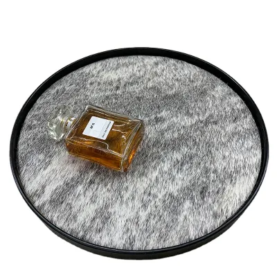 Circular Wooden Storage Tray Light Luxury Real Horse Hair New Style Aromatherapy Tray Ins With High Aesthetic Value for Home