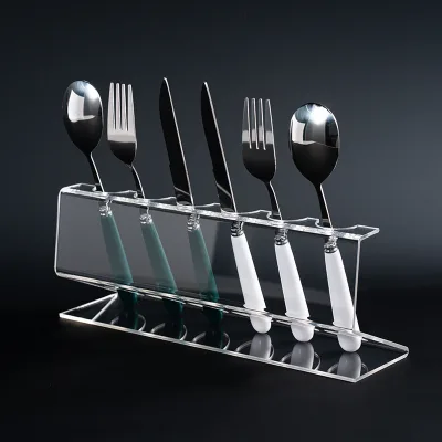 Clear Acrylic Knife Fork Display Stand Soup Spoon Base Tableware Display for Exhibition Stores Kitchen Knives Storage Bracket