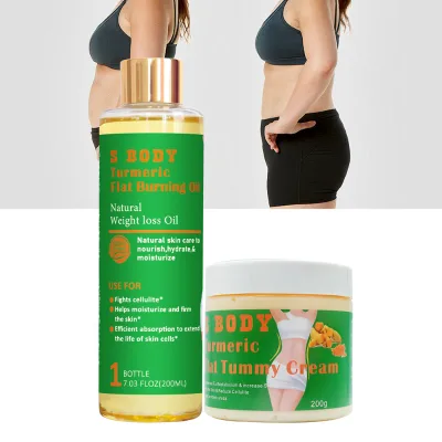 Custom Private Label Flat Stomach Combo Natural Ingredients Oil and Cream for Body Shaping and Hydration Pack