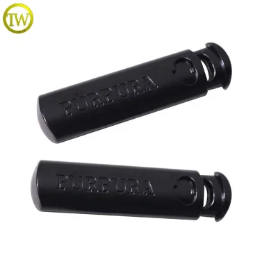 Eco-friendly Shoelace Rope String Coat Accessory Cord Lock Stoppers Toggle Matte Black Spring Ends for Trousers