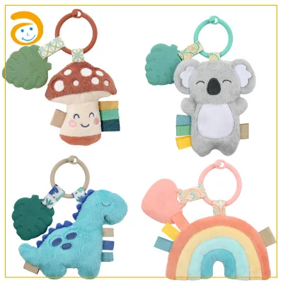 Manufacturer Wholesale Rainbow Animal Plush Baby Toy Free Bpa Silicone Teether Stuffed Toy Comfortable Skin Friendly