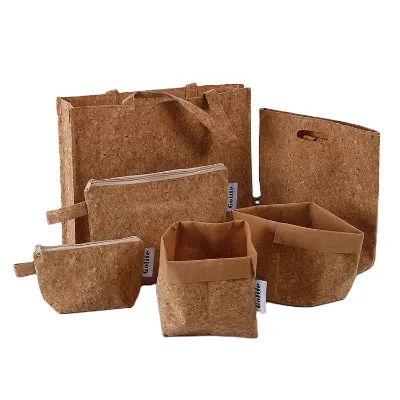 Eco-friendly Natural Wood Tote Portugal Cork Handbags Planting Bags Flannelette Bag