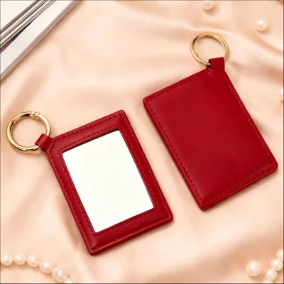 Square PU Leather Makeup Mirror Keychain Portable Mini Cosmetic Mirror for Women Daily Beauty Touch Up,Travel Makeup Accessory