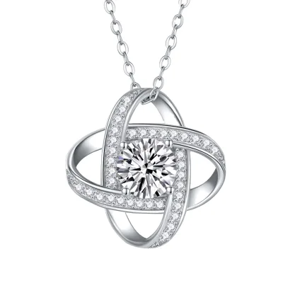 925 Sterling Silver Fresh Sweet Sparkling Gemstone Pendant Necklace Four Clover Moissanite Trendy Weddings Parties