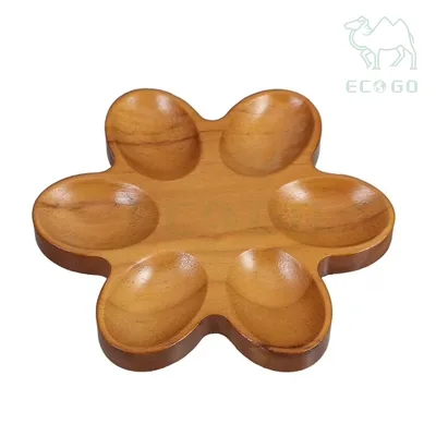 6 Slots Kitchen Organizer Countertop Food Storage Serving Tray Wooden Quail Egg Holders