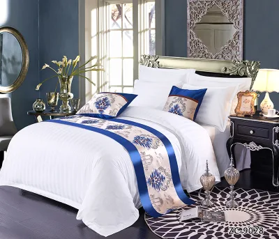 5 Star White 100% Egyptian Cotton Bed Cover Skirts Bedding Set Linen Bed Sheet for Hotel
