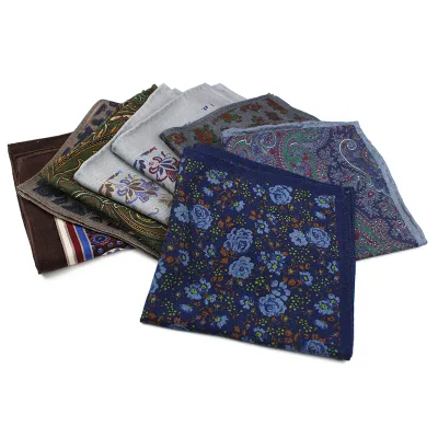 Custom Mens Soft Wool Pocket Square Colorful Small Suit Hankies 30cm