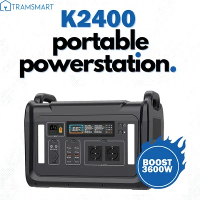 Solar Generator 2160Wh 2400W with LifePO4 Battery for Camping