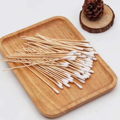 Disposable Environmentally Friendly Biodegradable 15cm Applicators Long Bamboo 100% Cotton Swabs