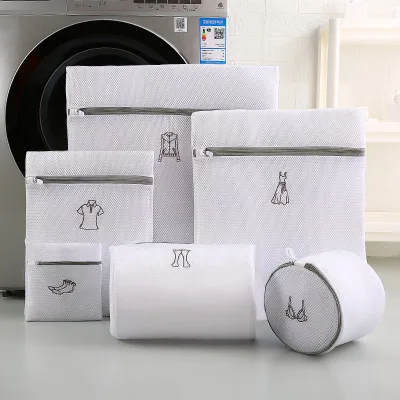 New Mesh Laundry Bag Embroidery Logo Fine Polyester Net Foldable Laundry Wash Bags for Clothes Organizer