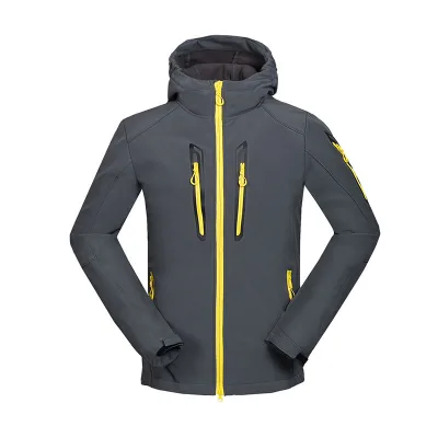 Softshell Bomber Jacket Casual Outdoor Hiking Skiing Breathable Zip-up Stand Hooded Loose Plus-size Canvas Comfortable Autumn