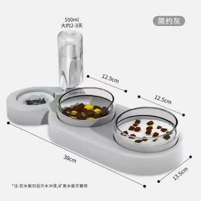 Automatic Refill Stainless Steel Cat & Dog Dual-Use Travel Bowl with Indoor Use Drinker & Feeder