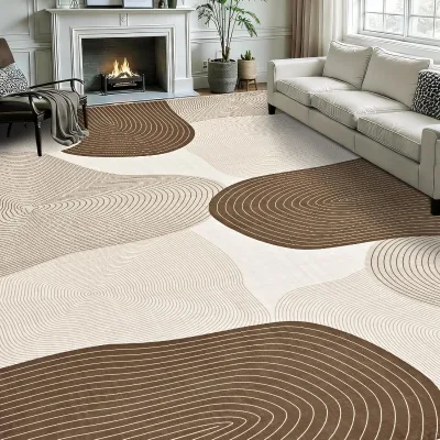 Yinhua Abstract Large Area Rug 8x10 Modern Machine Made Washable Non-Slip Faux Wool Low Pile Soft Living Room Bedroom Dining