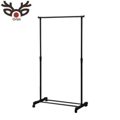 Modern Metal Coat Rack with Plastic Wheels Adjustable Height for Bedroom Living Room Hotel Use