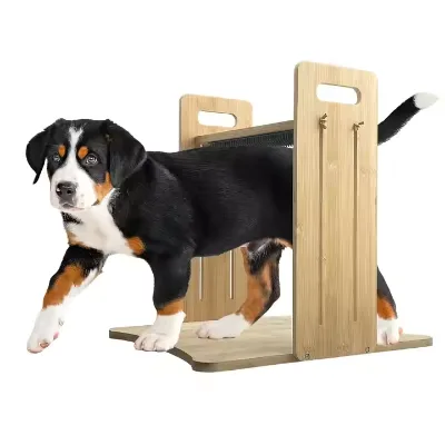 Bamboo Pet Back Grooming Brush Wooden Scratcher Walk Through